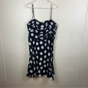 Ann Taylor Factory Black‎ White Polka Dot A-Line Flowy Pinup Retro Dress 18 Plus